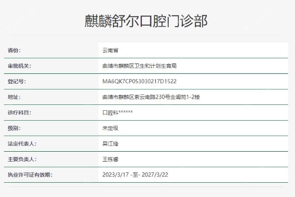 曲靖麒麟舒尔口腔门诊部